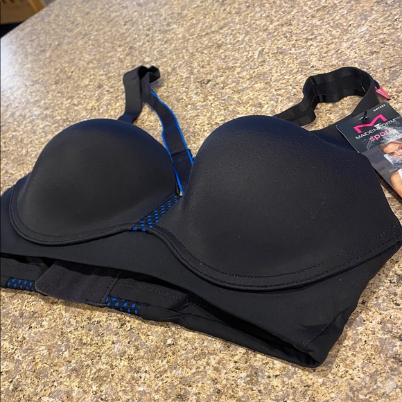 Maidenform Sport Sports Bra Convertible Low Impact 34A Black Blue - Picture 5 of 16